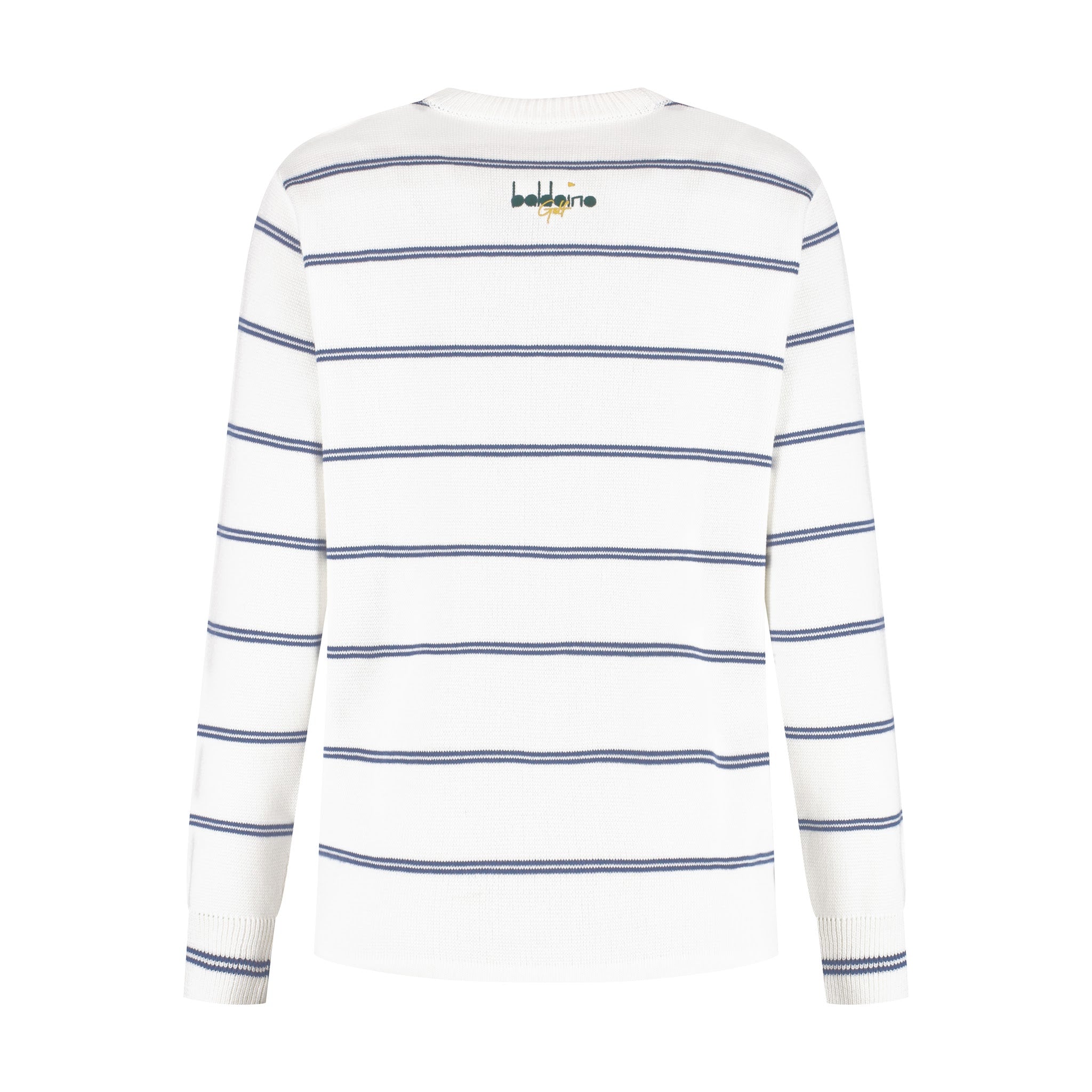 Baldoino dames golftrui breton wit/donkerblauw – achterkant