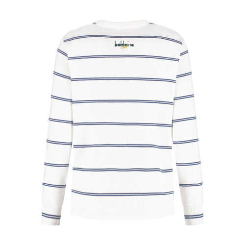 Baldoino dames golftrui breton wit/donkerblauw – achterkant