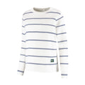 Baldoino dames golftrui breton wit/donkerblauw – zijaanzicht