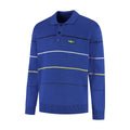 Baldoino heren golfpolo streepjes kobalt/zwart – zijaanzicht
