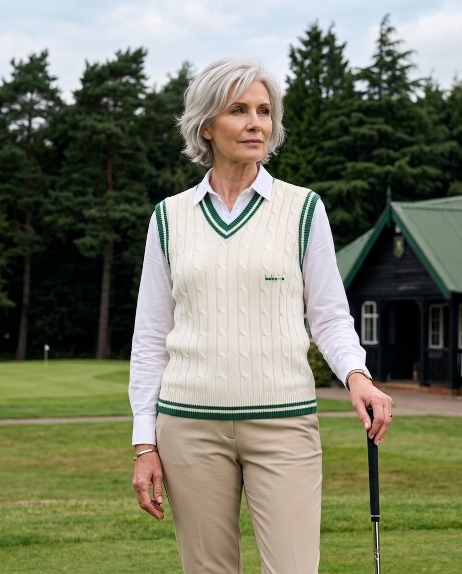 Baldoino dames golf spencer wolwit/groen – sfeerbeeld