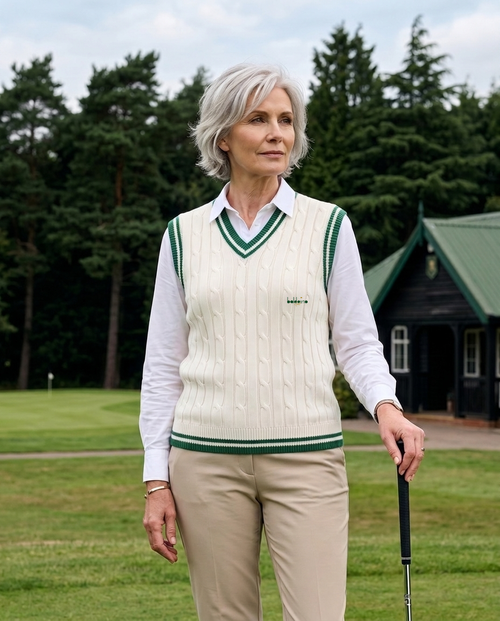 Baldoino dames golf spencer wolwit/groen – sfeerbeeld