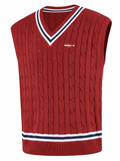 Baldoino heren golf spencer rood – wit/navy/wit boord – vooraanzicht